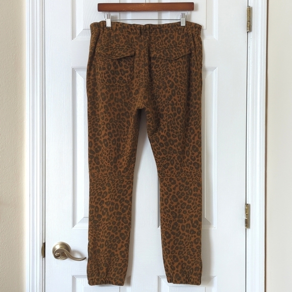 Sanctuary x Anthropologie Leopard Print Cotton Knit Slim Fit Joggers Brown XL - Picture 4 of 16